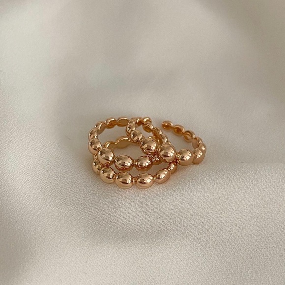 Adjustable Bead Ring 18k Gold Plated Luxury Jewelry - Picture 9 of 13